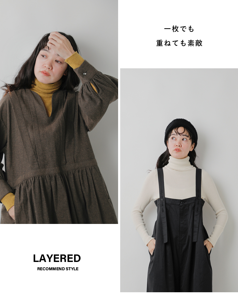 tumugu(ツムグ)コットンリブニットタートルネックプルオーバーtk16426a