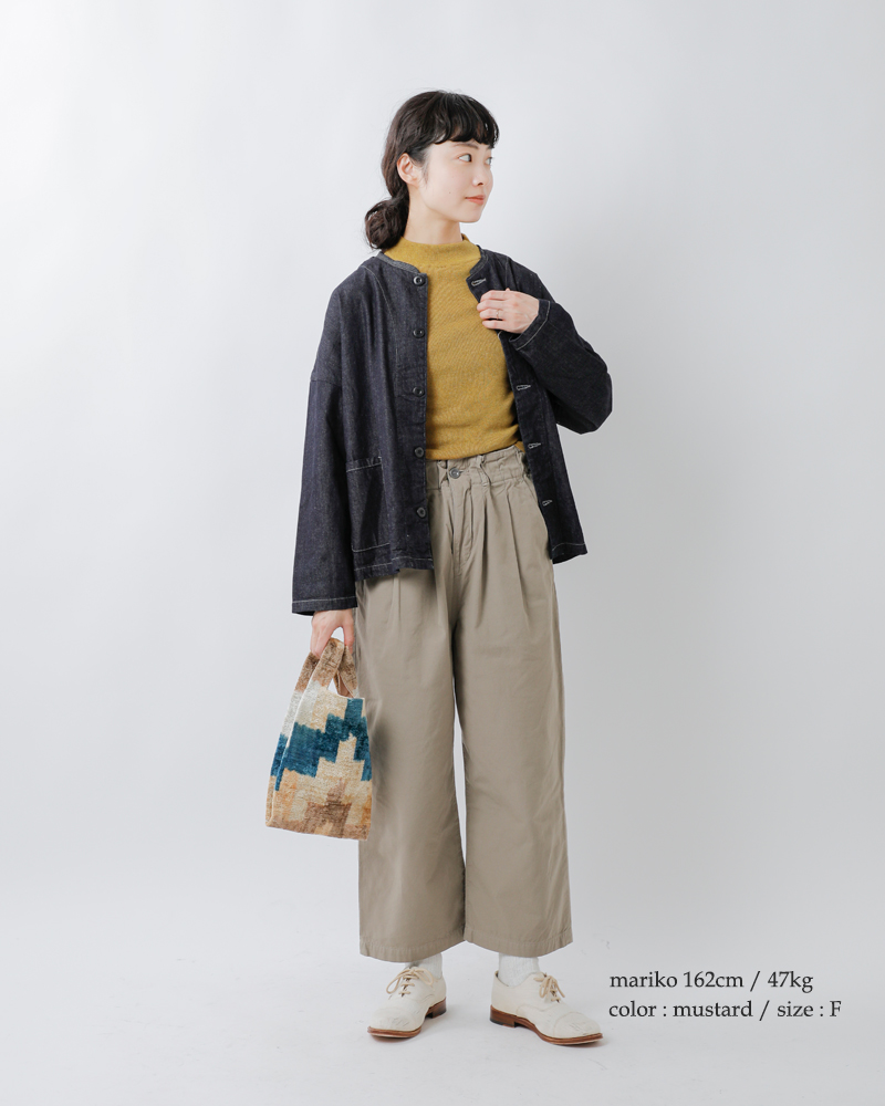 tumugu(ツムグ)コットンリブニットハイネックロングスリーブプルオーバーtk19329a