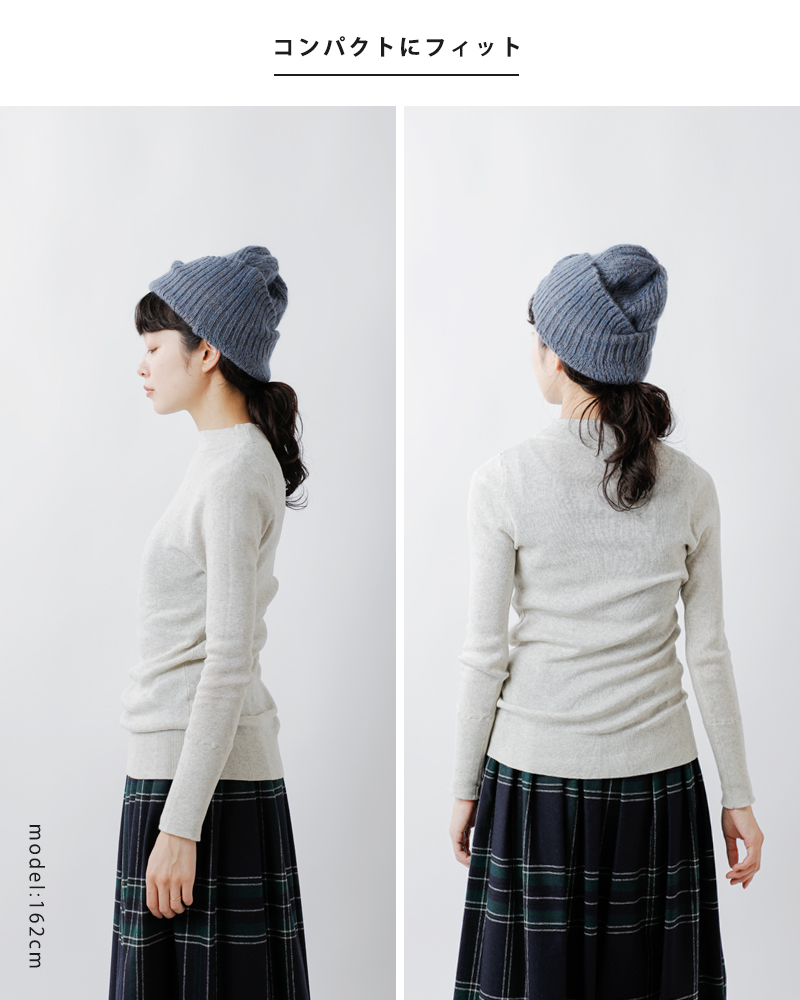 tumugu(ツムグ)コットンリブニットハイネックロングスリーブプルオーバーtk19329a