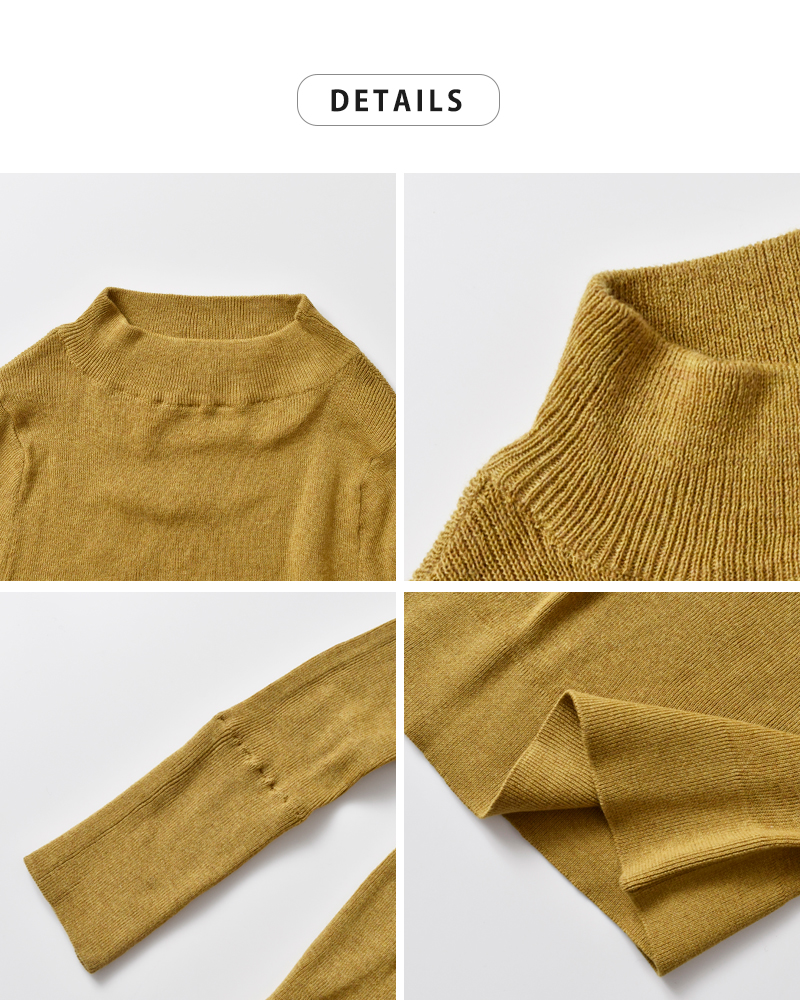 tumugu(ツムグ)コットンリブニットハイネックロングスリーブプルオーバーtk19329a