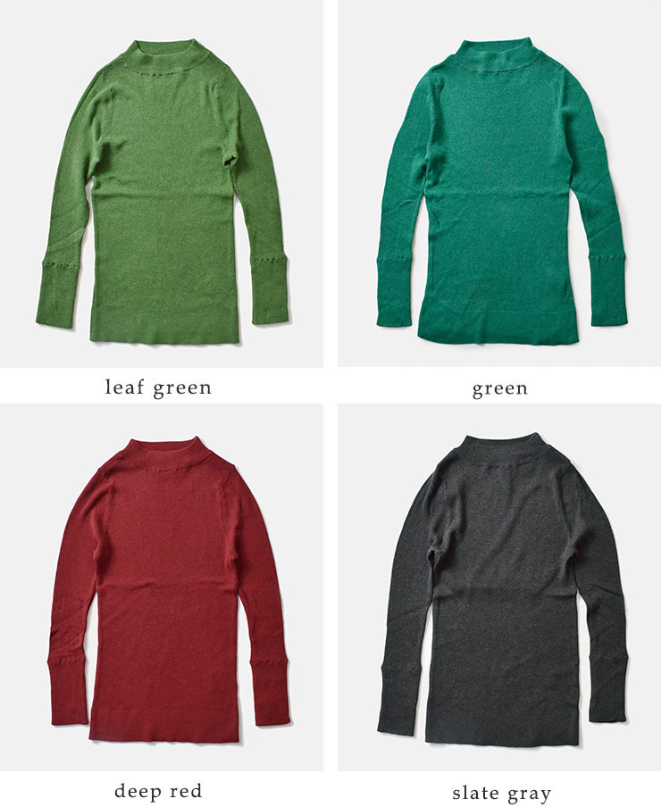 tumugu(ツムグ)コットンリブニットハイネックロングスリーブプルオーバーtk19329a