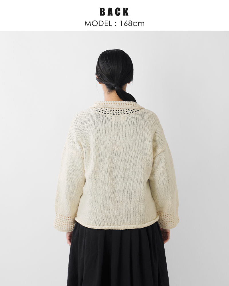 tumugu(ツムグ)ロービングウールフラワーモチーフニットカーディガンtk25206