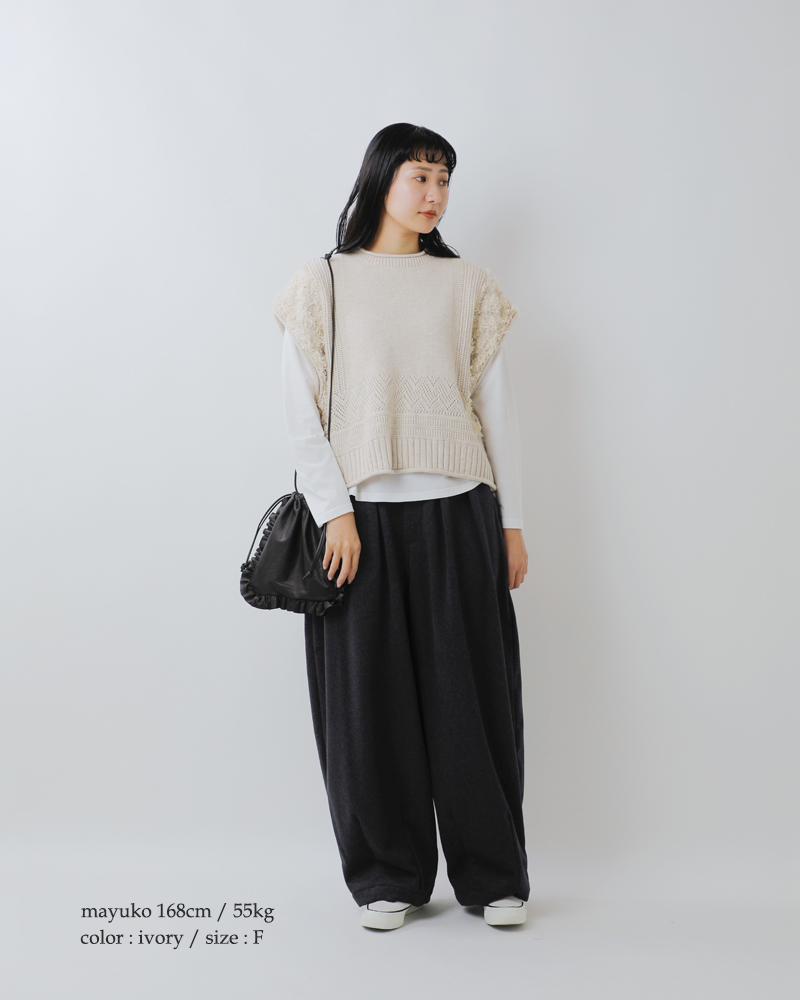 tumugu(ツムグ)ウールアンゴラフリンジベストtk25305