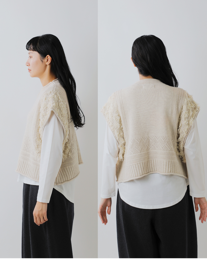 tumugu(ツムグ)ウールアンゴラフリンジベストtk25305