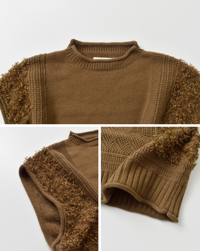 tumugu(ツムグ)ウールアンゴラフリンジベストtk25305