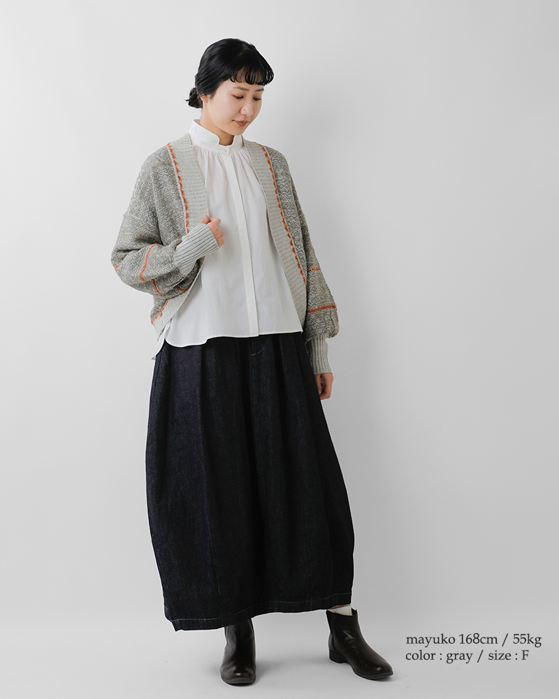 tumugu(ツムグ)ミックスヤーンバックジャガードボレロカーディガンtk25309