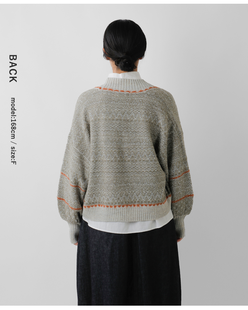 tumugu(ツムグ)ミックスヤーンバックジャガードボレロカーディガンtk25309