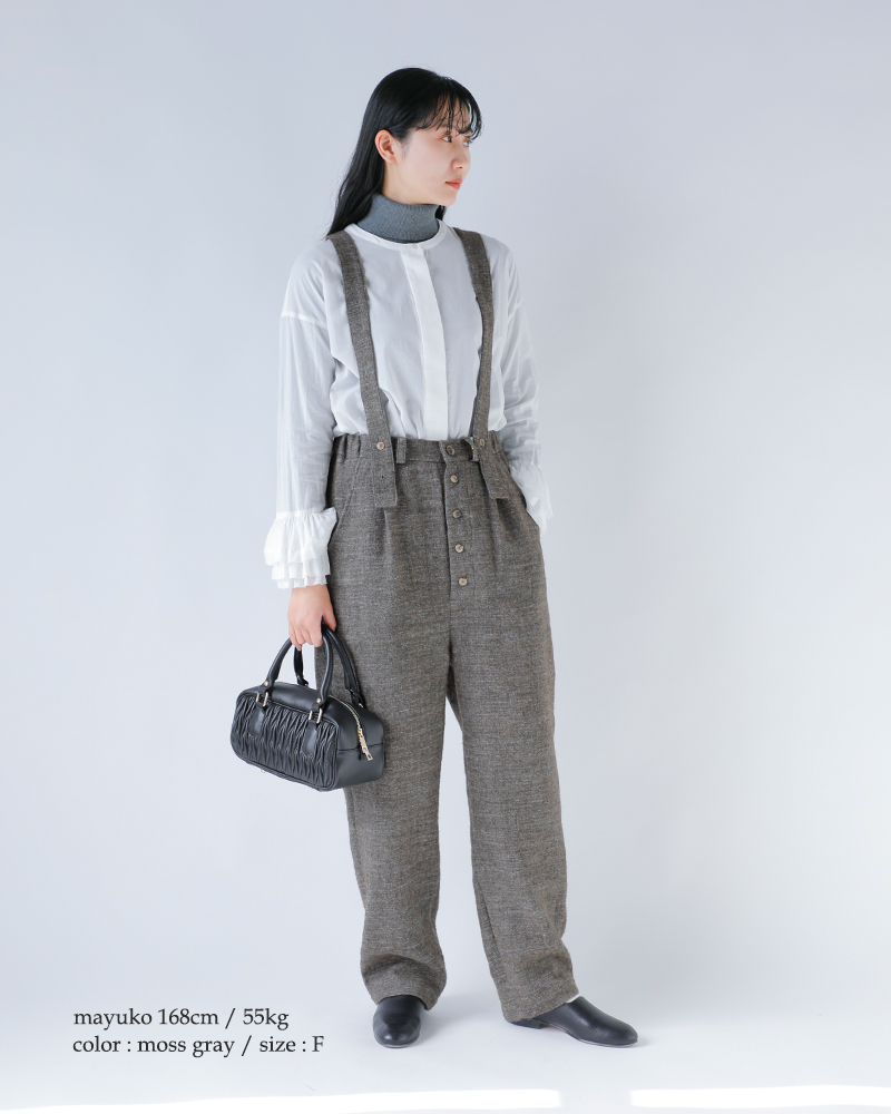 the last flower of the afternoon(ラストフラワーオブジアフタヌーン)リネンポエットサスペンダートラウザーパンツ“私だけの名Poetsuspendertrousers”tlf-126-pa003-lwt