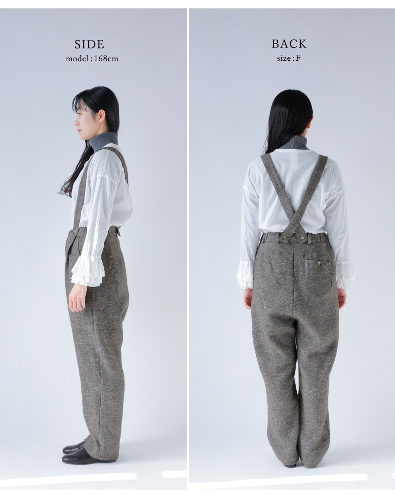 the last flower of the afternoon(ラストフラワーオブジアフタヌーン)リネンポエットサスペンダートラウザーパンツ“私だけの名Poetsuspendertrousers”tlf-126-pa003-lwt