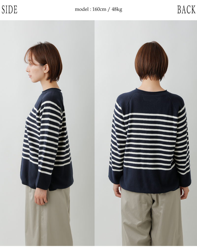 to touch(トゥータッチ)OTAKNITコットンカシミヤボーダーニットプルオーバーto25k-09