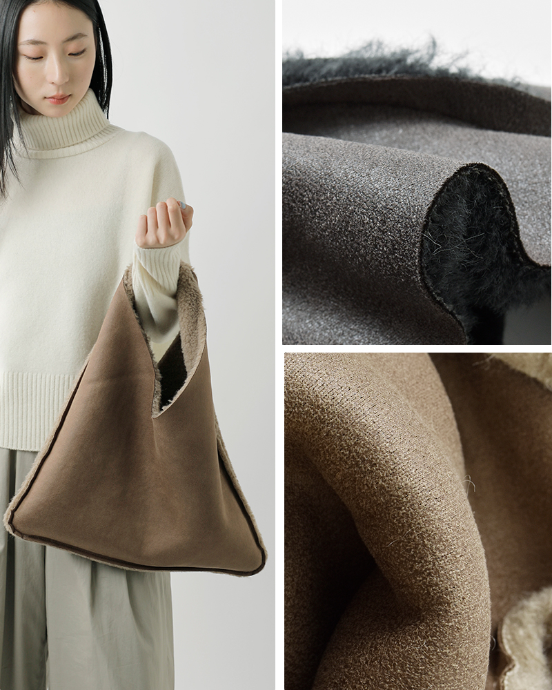 helen moore(ヘレンムーア)フェイクムートンリバーシブルトライアングルトートバッグtriangle-s