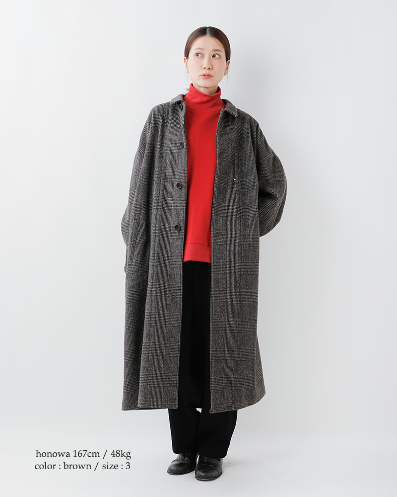 tissu(ティシュ)リニュールビーバーグレンチェックステンカラーコートts253co067