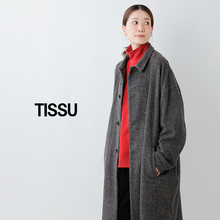 tissu(ティシュ)リニュールビーバーグレンチェックステンカラーコートts253co067
