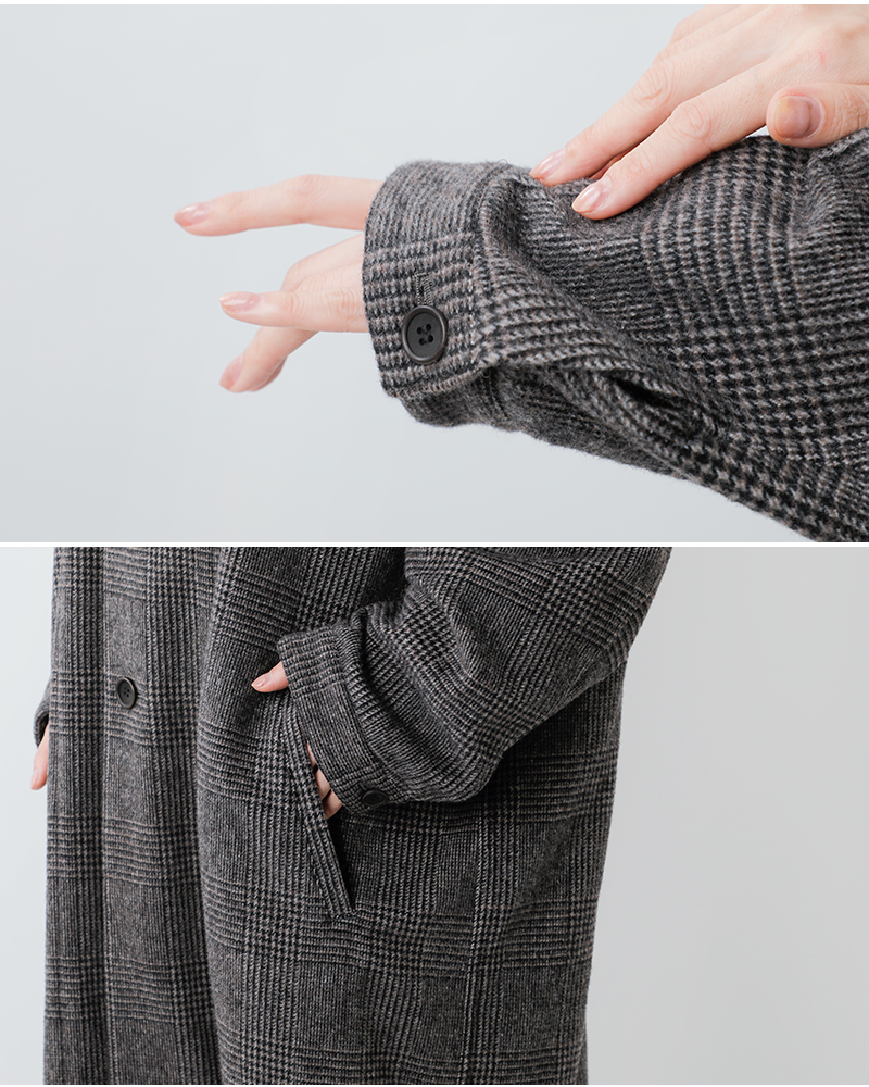 tissu(ティシュ)リニュールビーバーグレンチェックステンカラーコートts253co067