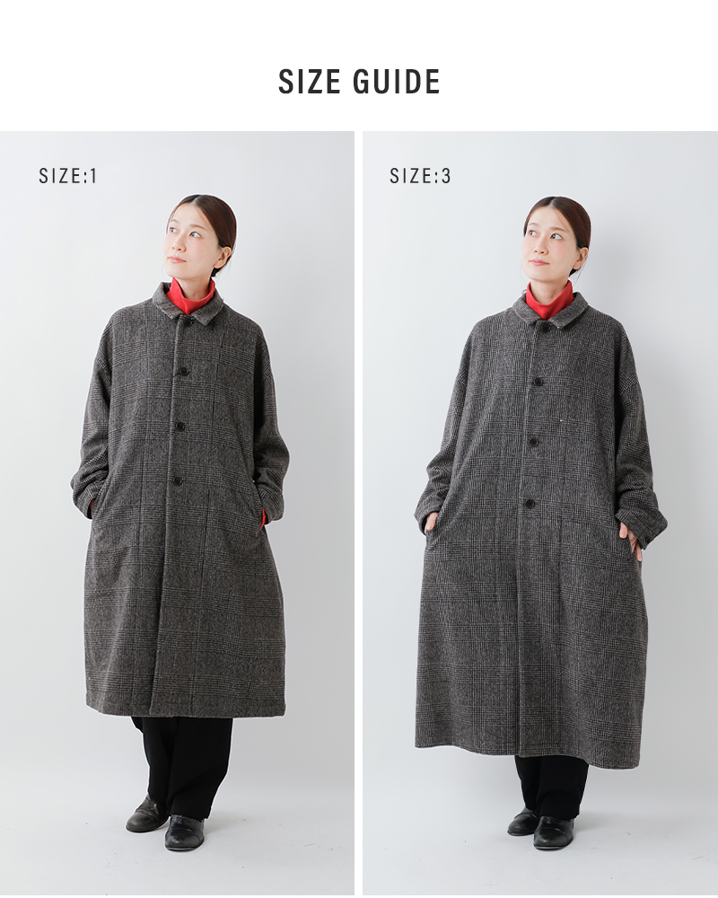 tissu(ティシュ)リニュールビーバーグレンチェックステンカラーコートts253co067