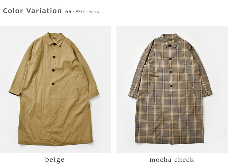 tissuツイル グレンチェック ステンカラーコート ts253co091