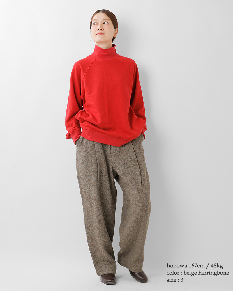 tissu(ティシュ)オリジナルウールヘリンボーンタックストレートパンツts253pt063