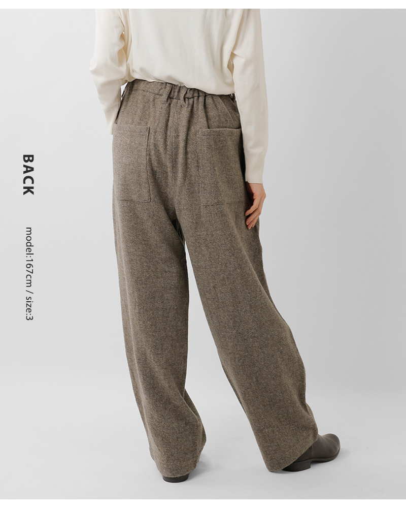 tissu(ティシュ)オリジナルウールヘリンボーンタックストレートパンツts253pt063