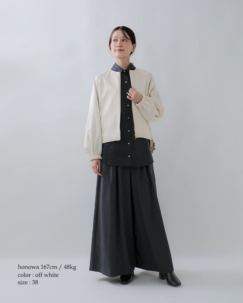 DONEEYU ドニーユ サテン ジップ ノーカラー ブルゾン u-2252-fn