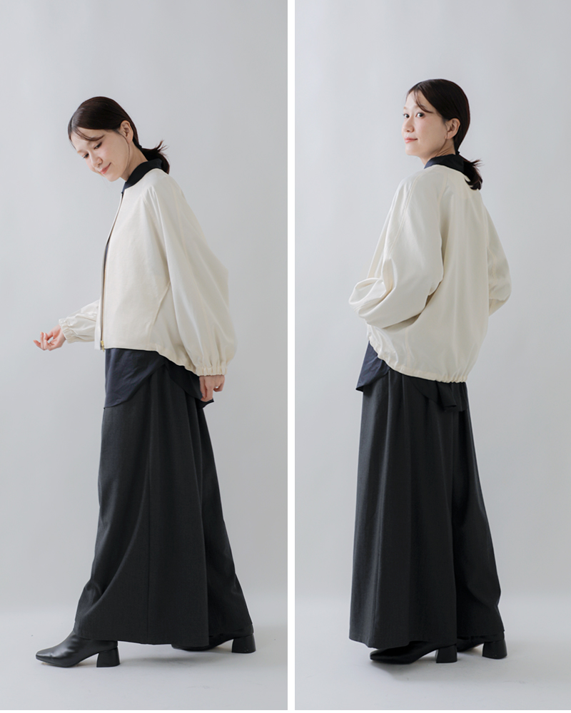 DONEEYU(ドニーユ)サテンジップノーカラーブルゾンu-2252