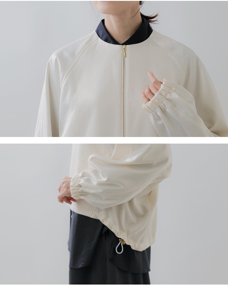 DONEEYU(ドニーユ)サテンジップノーカラーブルゾンu-2252