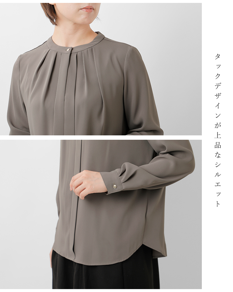 DONEEYU(ドニーユ)マットタッチサテンブラウスu-2255