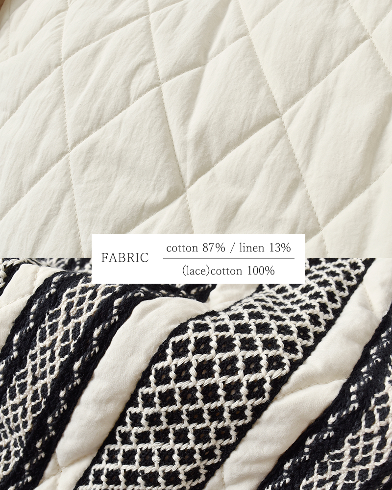 U PHORICA(ユーフォリカ)コットンリネンダンプキルティングノーカラージャケットu22-00767-53