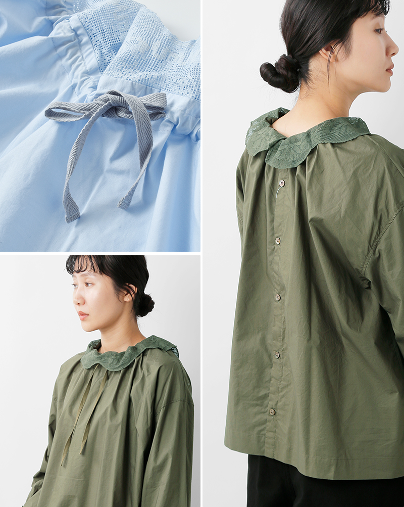 universal seven(ユニヴァーサルセブン)コットンナチュラルタイプライターイタリアンフィレレース2wayブラウスus254bl021