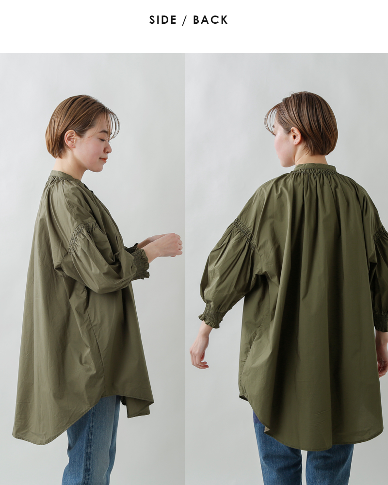 universal tissu(ユニヴァーサルティシュ)トリプルシャーリングバンドカラーブラウス ut211bl008