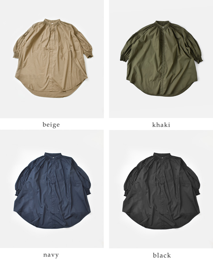 universal tissu(ユニヴァーサルティシュ)トリプルシャーリングバンドカラーブラウス ut211bl008