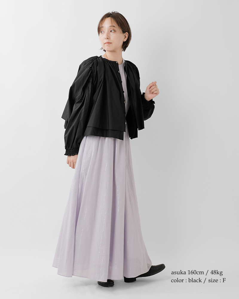 universal tissu(ユニヴァーサルティシュ)ナチュラルタイプライターギャザーボレロブラウスut253bl018