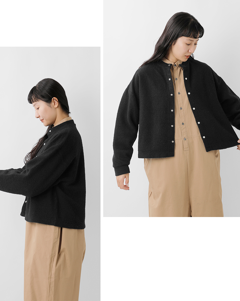universal tissu(ユニヴァーサルティシュ)リサイクルウールパイルスナップカーディガンut253ct008