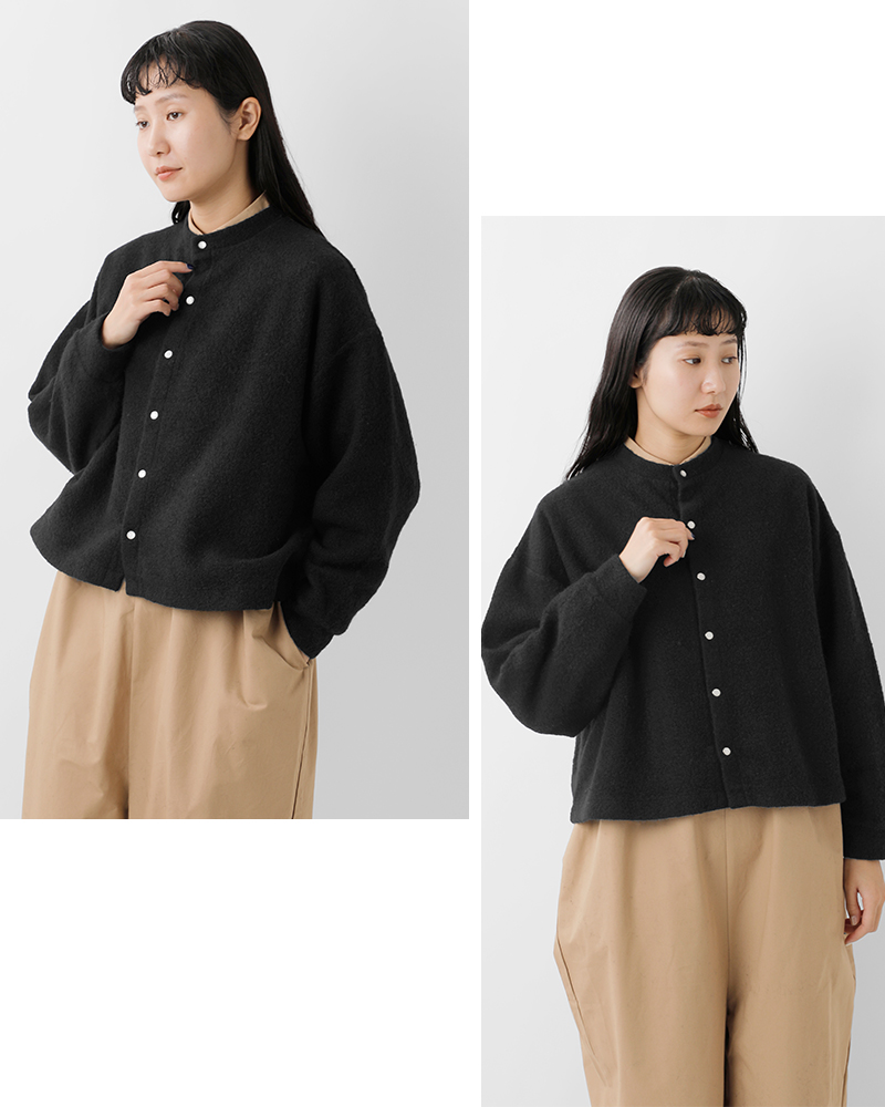 universal tissu(ユニヴァーサルティシュ)リサイクルウールパイルスナップカーディガンut253ct008