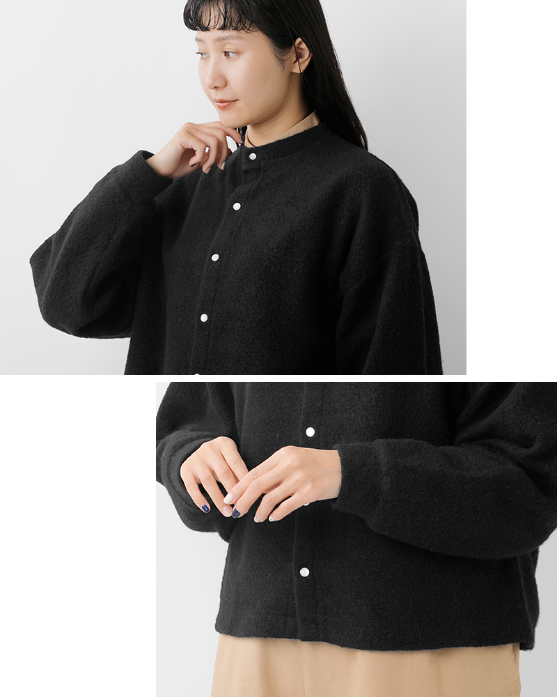 universal tissu(ユニヴァーサルティシュ)リサイクルウールパイルスナップカーディガンut253ct008