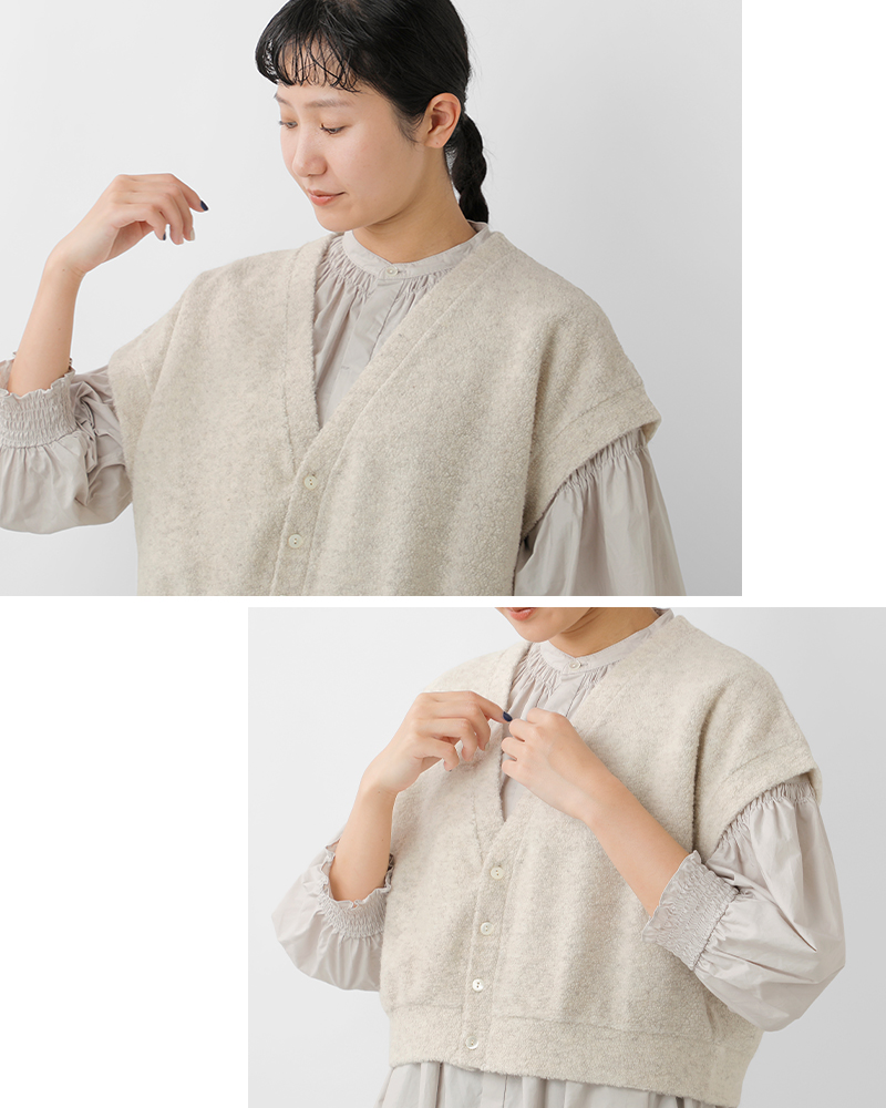 universal tissu(ユニヴァーサルティシュ)リサイクルウールパイルVネックベストut253ct010