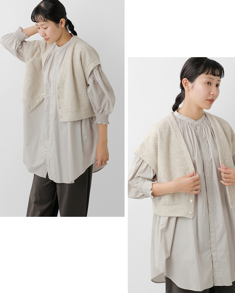 universal tissu(ユニヴァーサルティシュ)リサイクルウールパイルVネックベストut253ct010