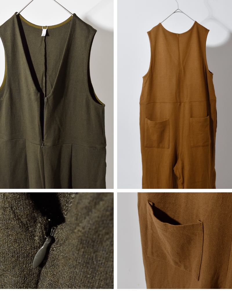 universal tissu(ユニヴァーサルティシュ)圧縮ウールニットVネックサロペットパンツut254ct012