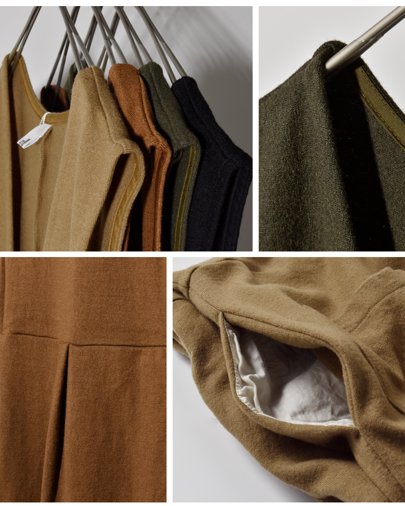 universal tissu(ユニヴァーサルティシュ)圧縮ウールニットVネックサロペットパンツut254ct012