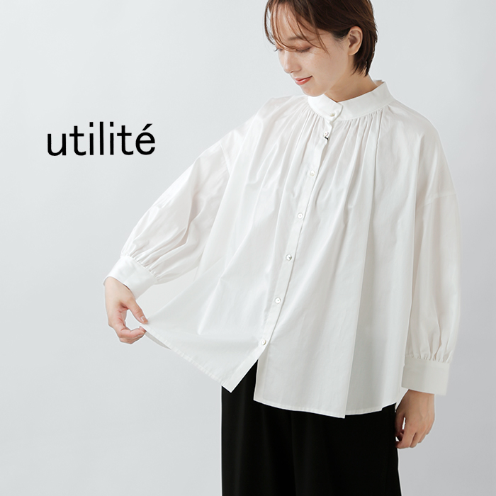 utilite(ユティリテ)サテンシルクソフトボリュームスリーブシャツut504aw11