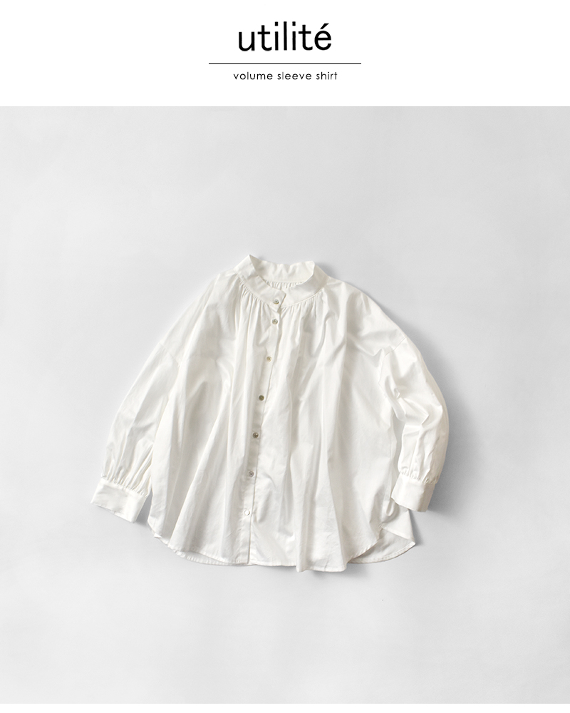 utilite(ユティリテ)サテンシルクソフトボリュームスリーブシャツut504aw11