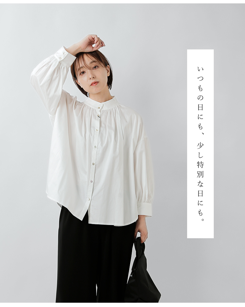 utilite(ユティリテ)サテンシルクソフトボリュームスリーブシャツut504aw11