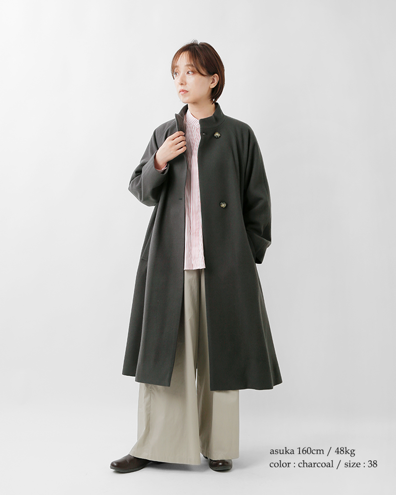 Vent d’ ouest(ヴァンドウェスト)ロイヤルジーロンウールメルトンスタンドカラーコートve33503