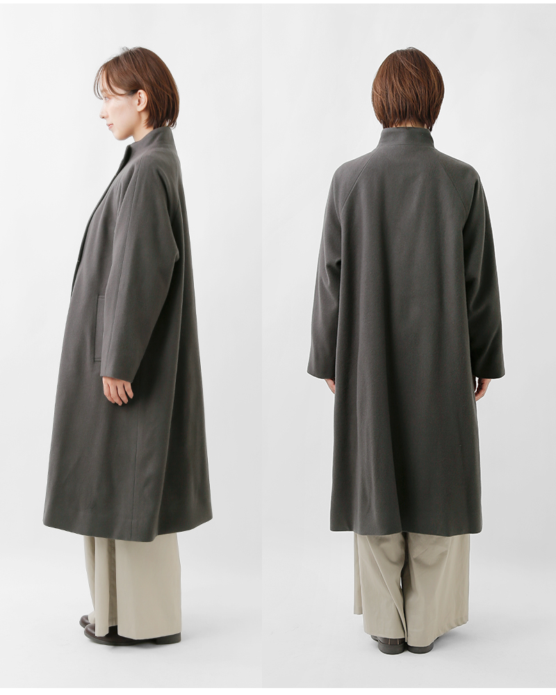 Vent d’ ouest(ヴァンドウェスト)ロイヤルジーロンウールメルトンスタンドカラーコートve33503