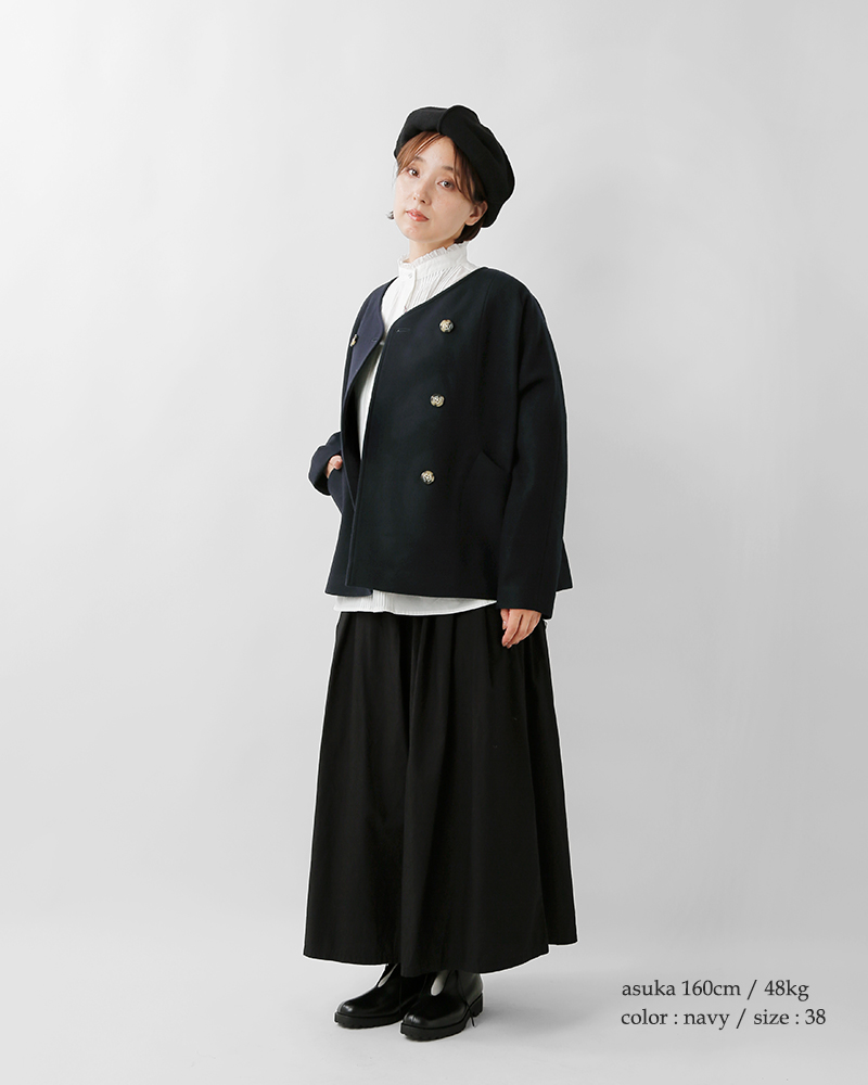 Vent d’ ouest(ヴァンドウェスト)ロイヤルジーロンウールメルトンノーカラージャケットve35506