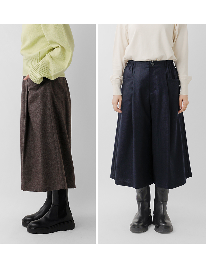 Vent d ouest(ヴァンドウェスト)ウールエターミンタックワイドパンツve36528