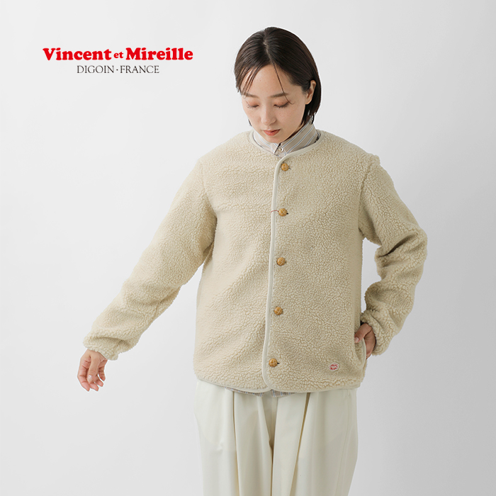 Vincent et Mireille(ヴァンソン エ ミレイユ)ボアカーディガンジャケットvm252bl25030