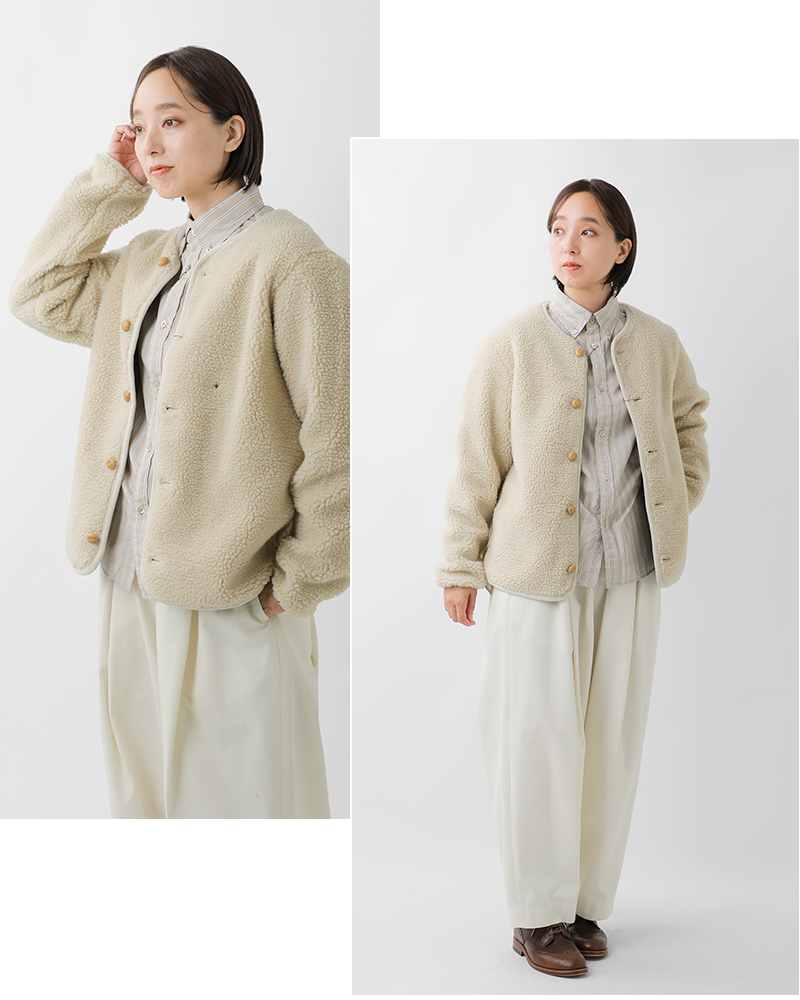 Vincent et Mireille(ヴァンソン エ ミレイユ)ボアカーディガンジャケットvm252bl25030