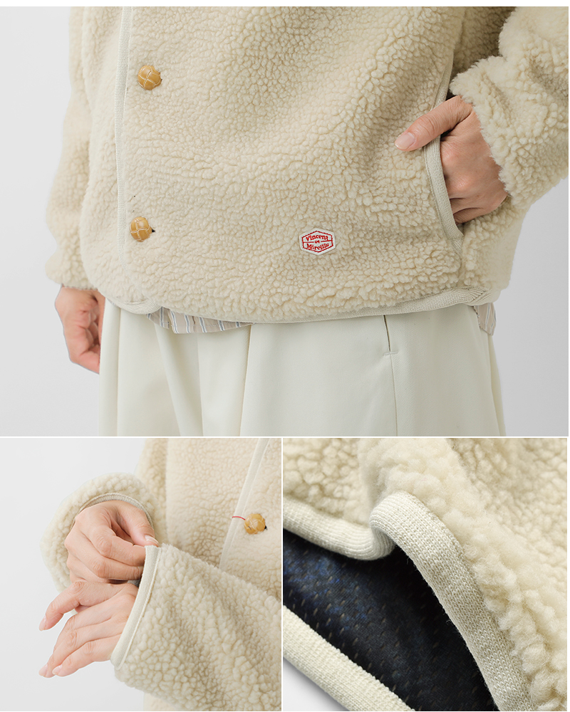 Vincent et Mireille(ヴァンソン エ ミレイユ)ボアカーディガンジャケットvm252bl25030