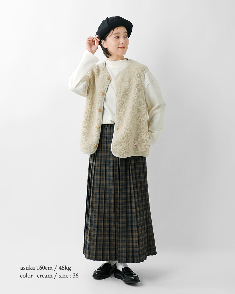 Vincent et Mireille(ヴァンソン エ ミレイユ)ノーカラーボアベストvm252bl25040