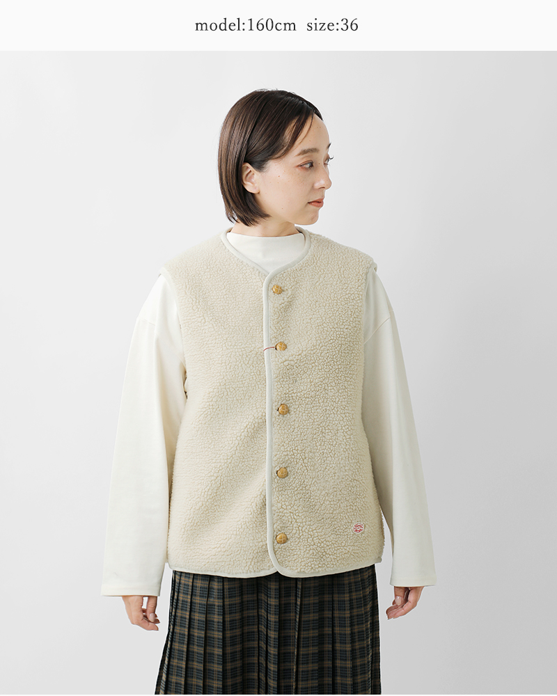 Vincent et Mireille(ヴァンソン エ ミレイユ)ノーカラーボアベストvm252bl25040